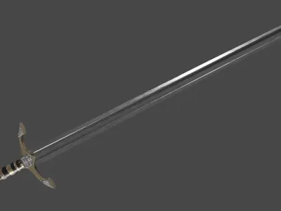 Langsax sword with Excalibur handle Low-poly 3D model