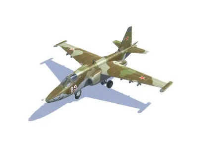 SU-25 Frogfoot Jet Fighter Aircraft Low-poly 3D model