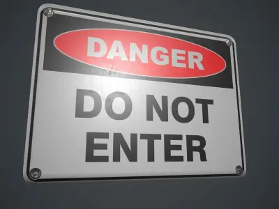 Plastic Danger Sign PBR Game Ready Low-poly 3D model