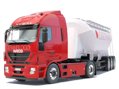 IVECO Hi-Way with Silo Trailer 3D model