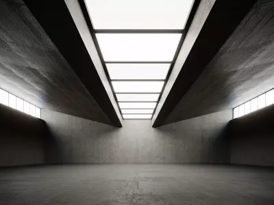 Low poly interior hangar Low-poly 3D model