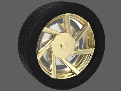 Simple Gold Wheel 3 3D model