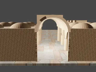 Castle Yard Low-poly 3D model