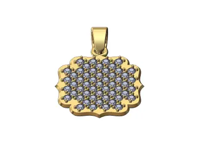 Diamond ornamental square vintage pendant with bail 3D print model