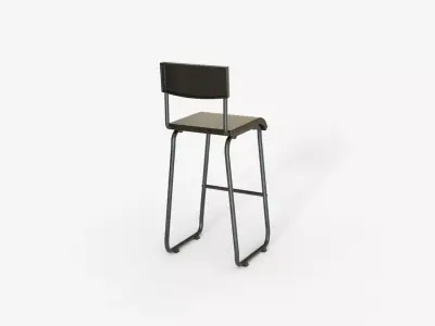 Black Steel and Epoxy Bar Chair 3D model