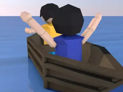 Cartoon Origami Animated Boat 3D model