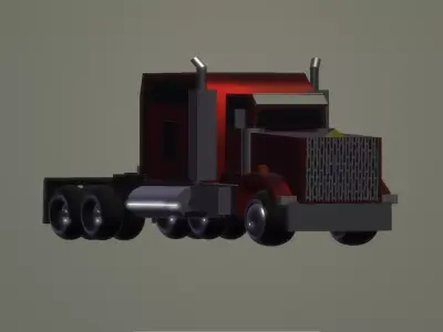 Red Semi Truck Free 3D model