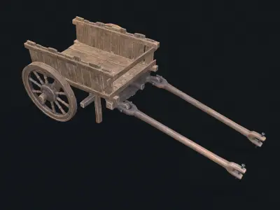 Medieval Cart 4 Low-poly 3D model