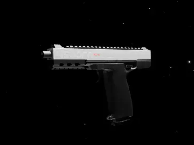 Sci-Fi Machine Pistol - Game Ready - Rigged Low-poly 3D model