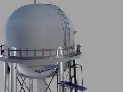 Water Tower  Low-poly 3D model purchase