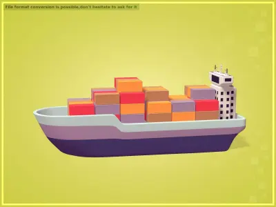 Cartoon Cargo Ship Low-poly 3D model