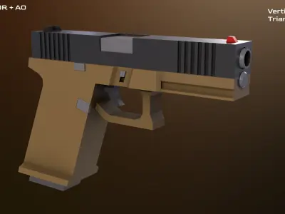 Stylized Glock 19 and Textures Free low-poly 3D model