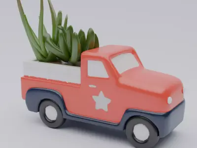 Vintage Red Truck  Low-poly 3D model
