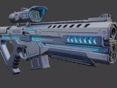 Cyberpunk Energy Weapon 3D Model Game Ready PBR 3D model