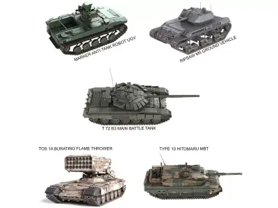 5 Military Vehicles Collection v18 Low-poly 3D model