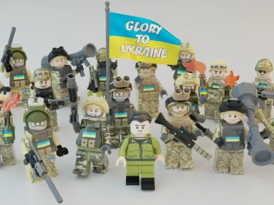 Volodymyr Zelenskyy Ukrainian President   with UA Force squad 3D model