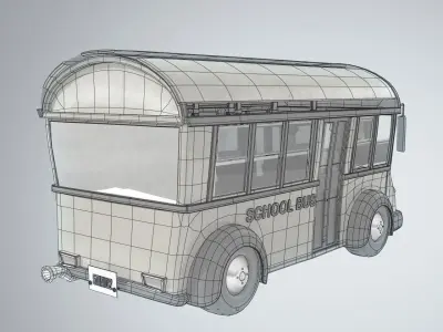 Cute Cartoon School Bus 3D model