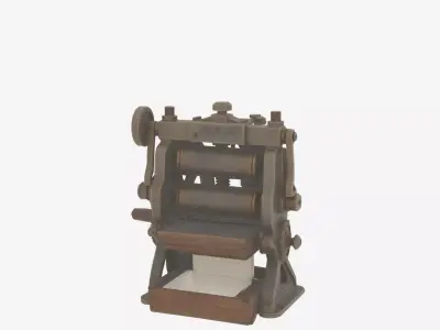 Vintage 3D Bank Note Press Machine Detailed Roller Assembly 3D model