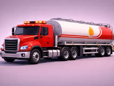 Low Poly Fuel Tanker Truck Vehicle Model PBR Texture Low-poly 3D model