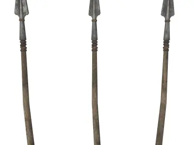 Spear wooden barrel Low-poly 3D model