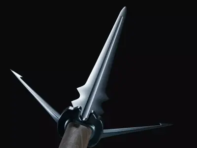 Witcher sword - low poly PBR model Low-poly 3D model