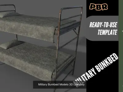 Military furniture pack Low-poly 3D model