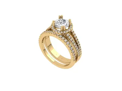 Solitair Ring Bridal Set 3D print model 59