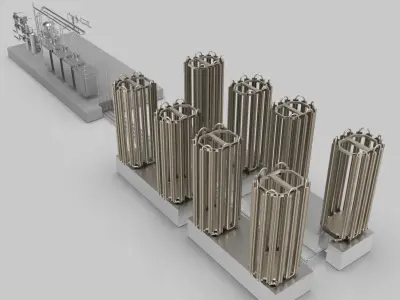 Industrial boiler room 3D model Textured