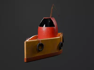 Stylized TugBoat Game Ready UV Unwrapped PBR Textured Low-poly 3D model