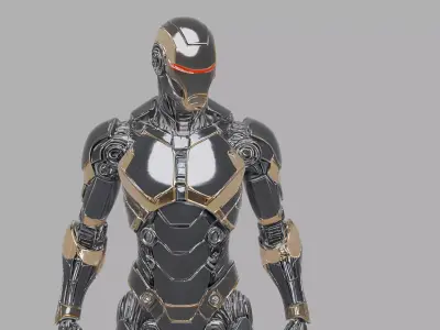 Dark Alloy Humanoid Bot Low-poly 3D model