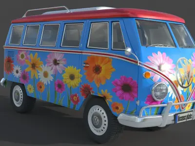  Volkswagen 1974 T1 Transporter 3D model