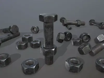 Bolts bolt and nut Low-poly 3D model shop
