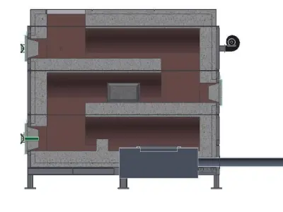 Burner industrial building with ventilation system 3D model