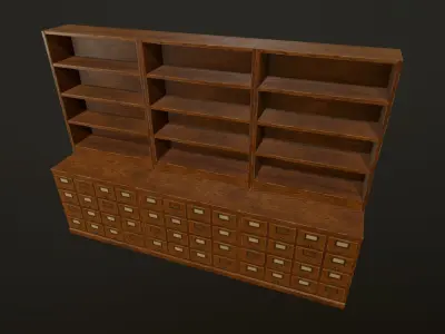 Card File Cabinet - PBR Game Ready Low-poly 3D model