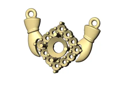 Rhombus diamond cluster holding hands pendant 3D print model