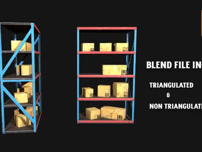Warehouse Shelf Free low-poly 3D model
