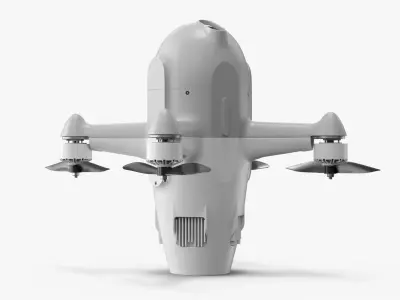 Quadrotor Tactical Drone for Air Defense White Rigged 