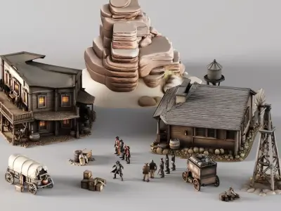S00019 Wild West Town Pack 3D model