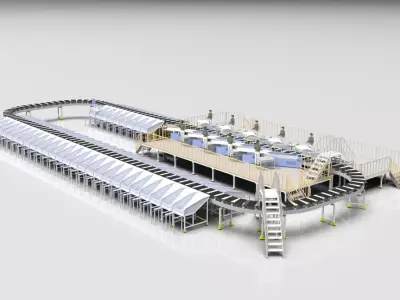 Cross Belt Sorting System 3D model