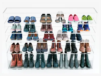 29 pairs of womans and mans shoes boots sneakers sandals slippers 3D model