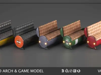 5 Barrel Seats  3D model