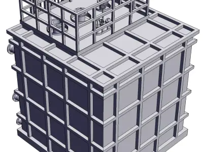 Atmospheric pressure liquid discharge tank skid 3D model