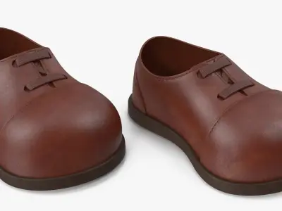 Cartoon Leather Shoes Brown 3D model