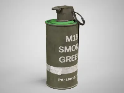 M18 Green Smoke Hand Grenade AAA Game Ready Low-poly 3D model