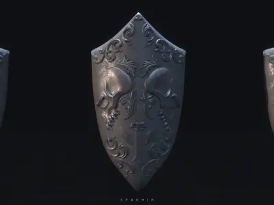 Skeleton Shield Low-poly 3D model