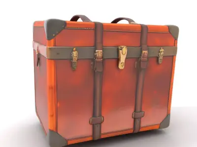 Vintage Leather Trunk model pack Low-poly 3D model