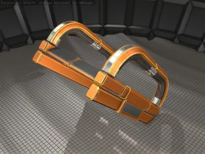 Sci-Fi Stairs - 11 - Orange Version Low-poly 3D model