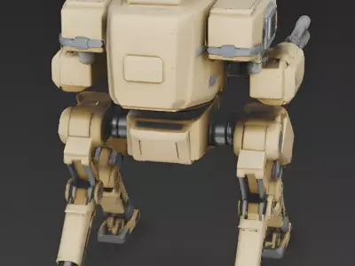 Realistic Quadruped Combat Mech 3D Model Low-poly 3D model