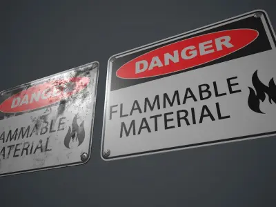 Plastic Danger Sign 3 PBR Game Ready Low-poly 3D model