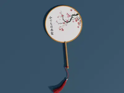 Chinese Silk Round Hand Fan Low-poly 3D model